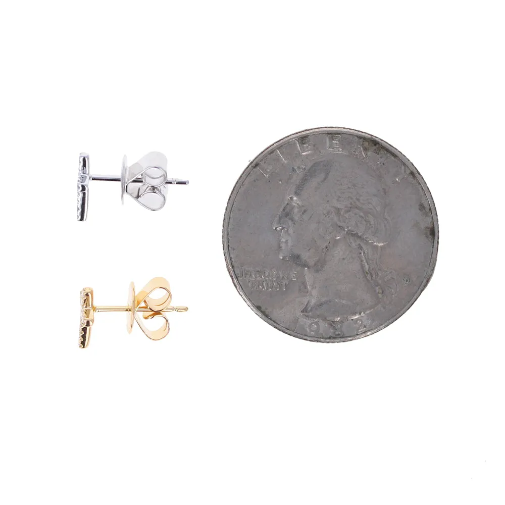 14kt Cross Diamond Studs