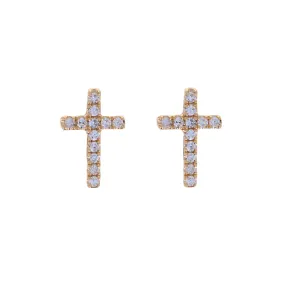 14kt Cross Diamond Studs