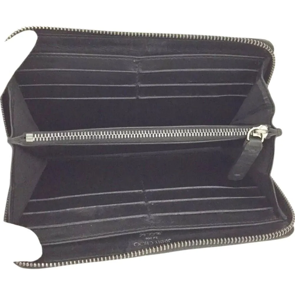 259186AR (X2) Jimmy Choo Wallet Long Star Studded Black Leather