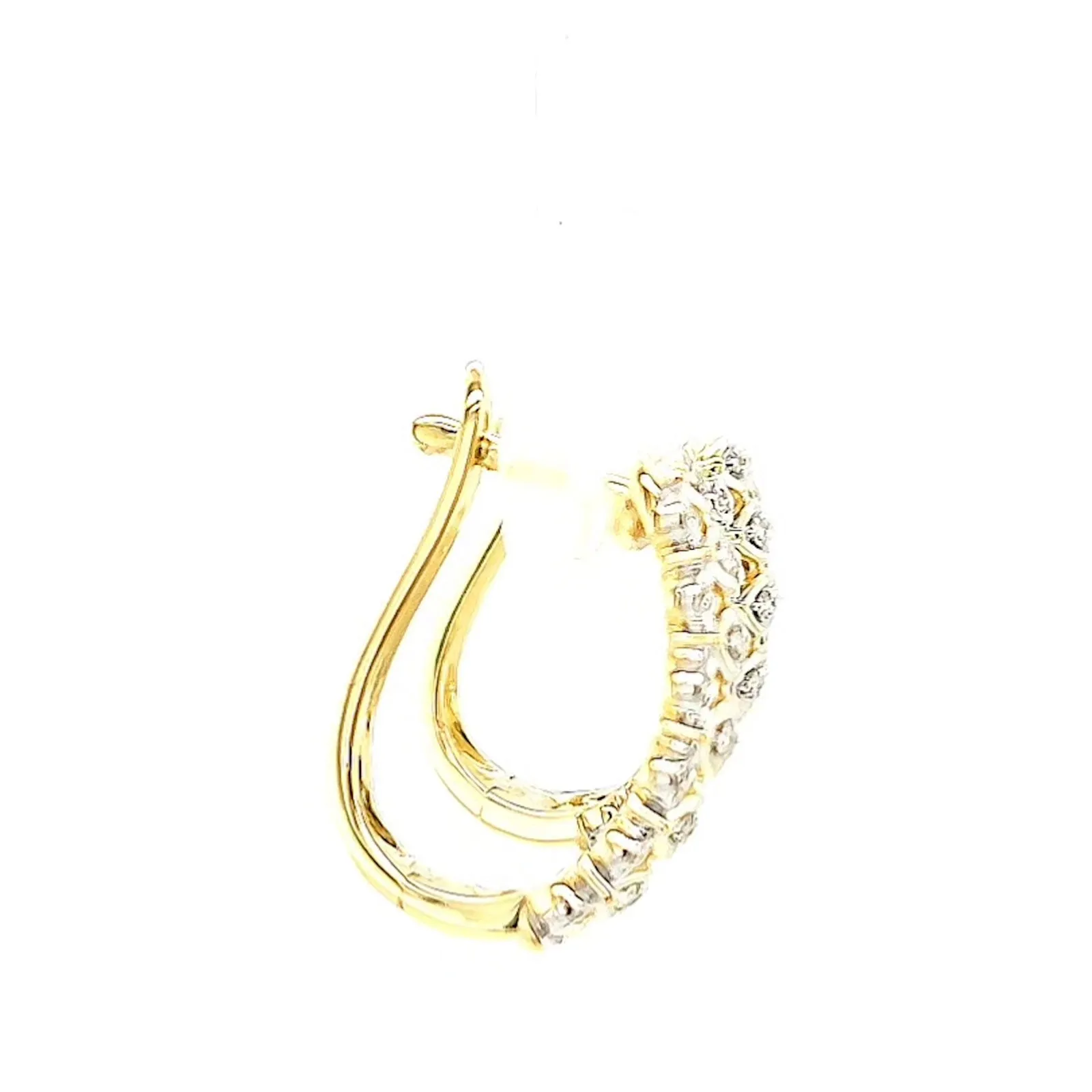 9ct Yellow Gold Round Brilliant Cut 1/4 CARAT tw of Diamonds Huggies Earrings