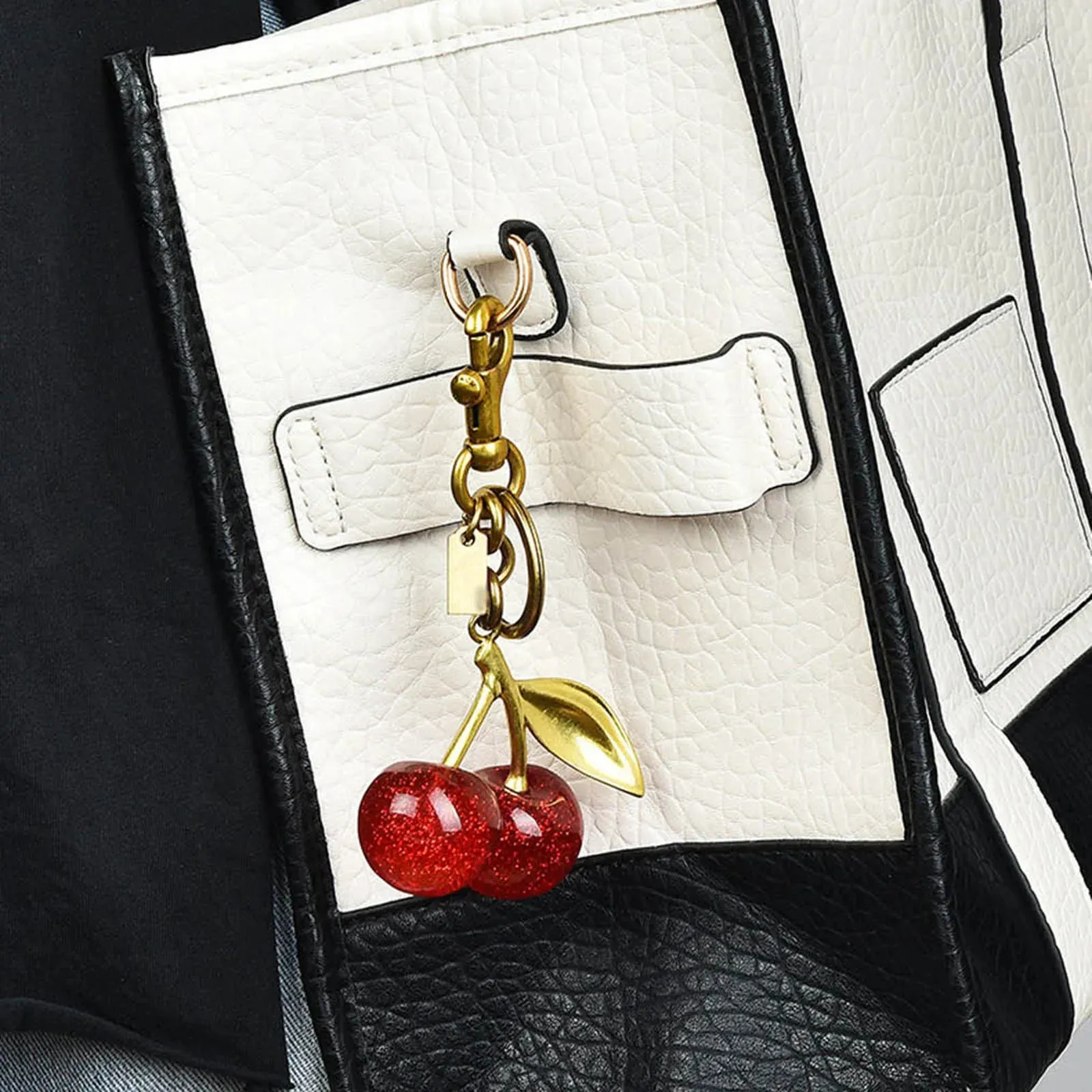 Bag Charm Sweet Red Cherry Keychain Cherry Bag Charm Glitter