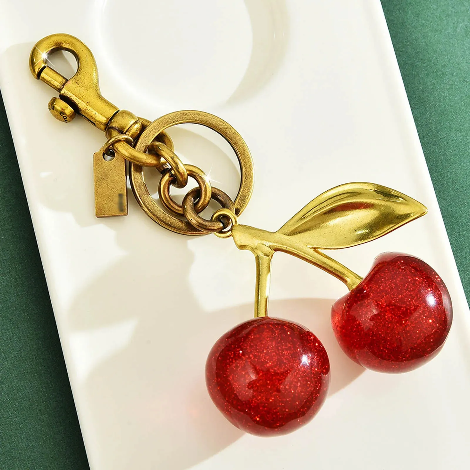 Bag Charm Sweet Red Cherry Keychain Cherry Bag Charm Glitter