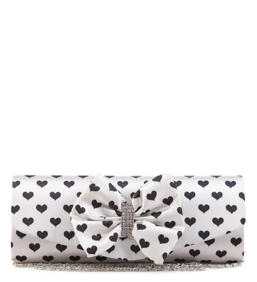Bag Envy Xena White Diamante Satin Clutch Bag