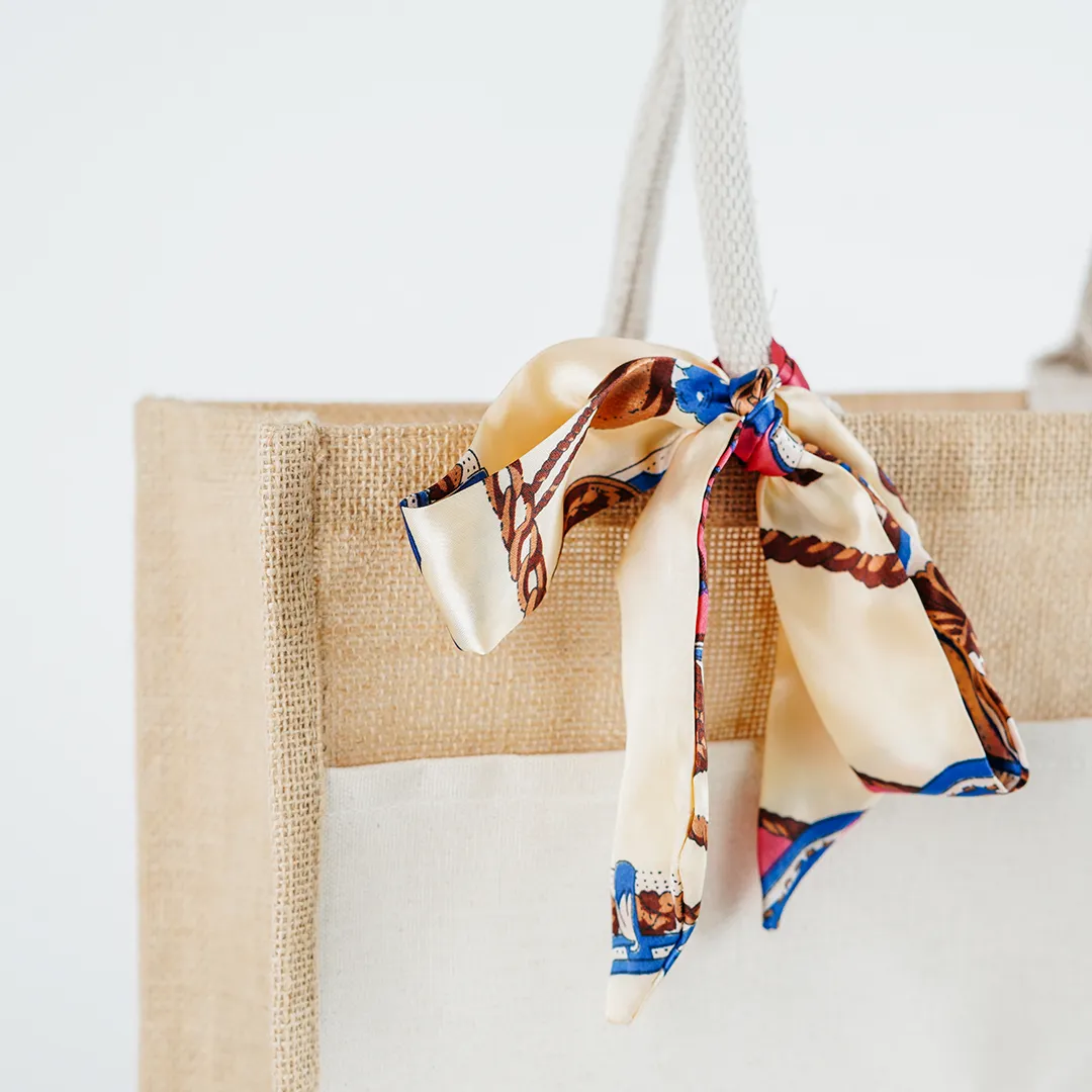 Blue Rose With Jute Bag with Front Pocket
