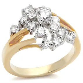 Brass Ring with AAA Grade CZ in Clear for Women Style 2W023