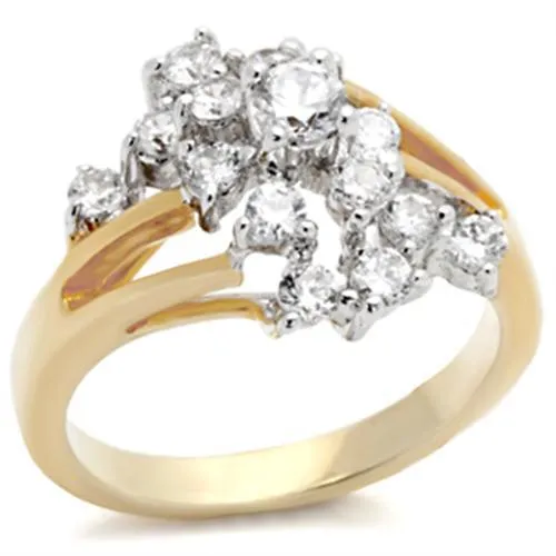 Brass Ring with AAA Grade CZ in Clear for Women Style 2W023