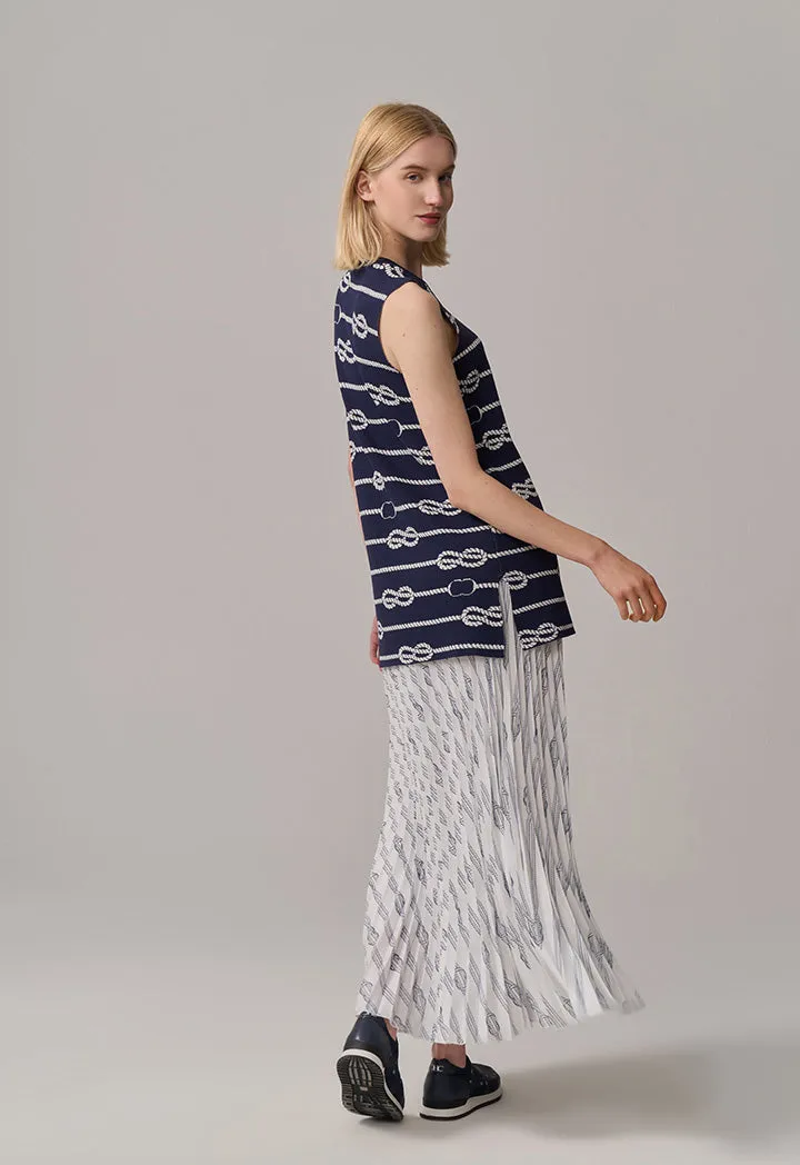 Choice Contrast Knitted Sleeveless Top Navy