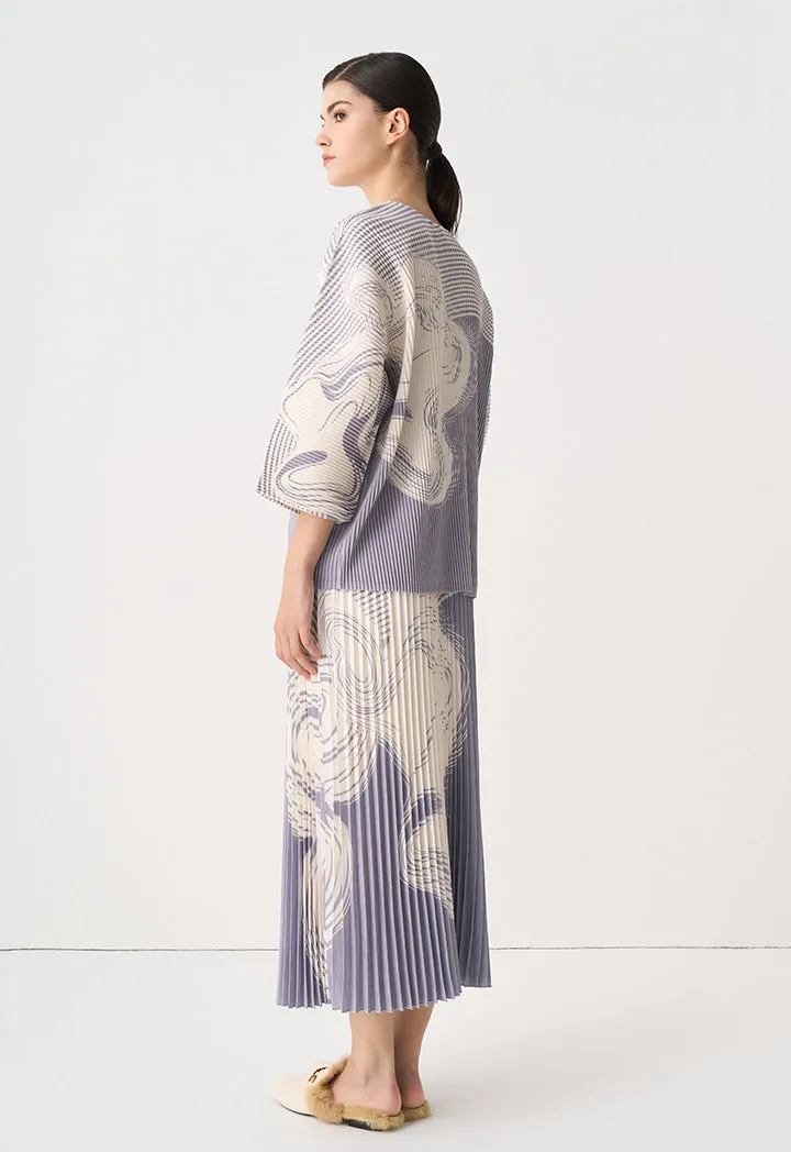 Choice Contrast Printed Pleated Blouse Print
