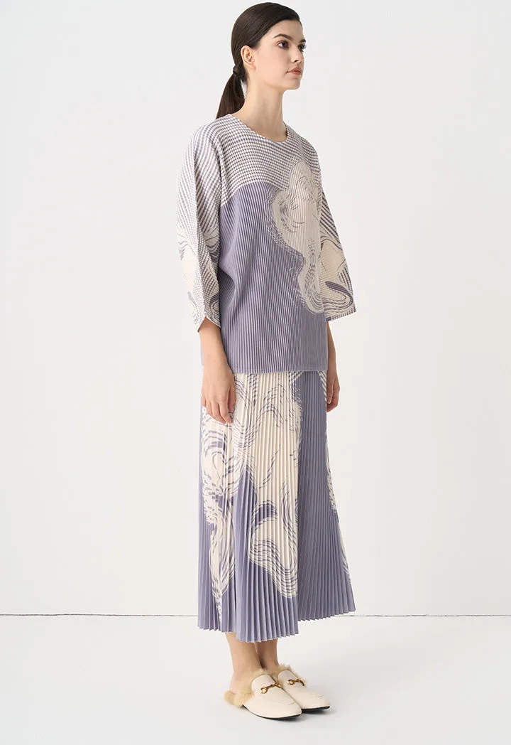Choice Contrast Printed Pleated Blouse Print