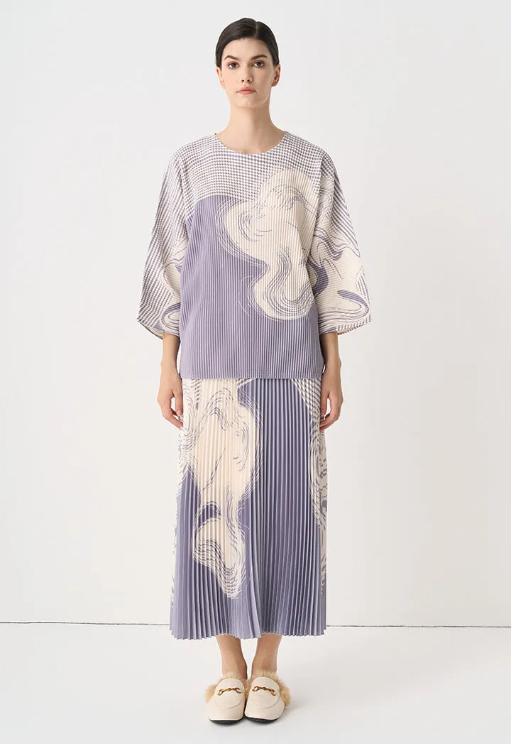Choice Contrast Printed Pleated Blouse Print