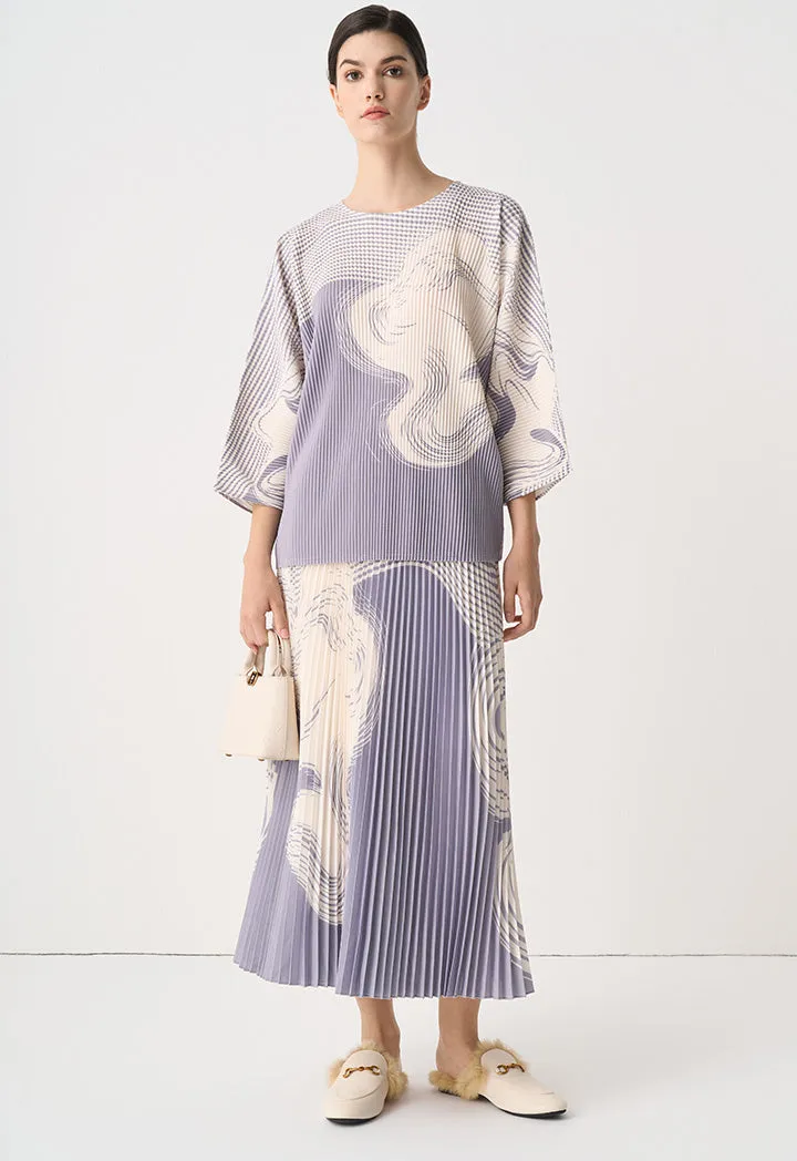 Choice Contrast Printed Pleated Blouse Print