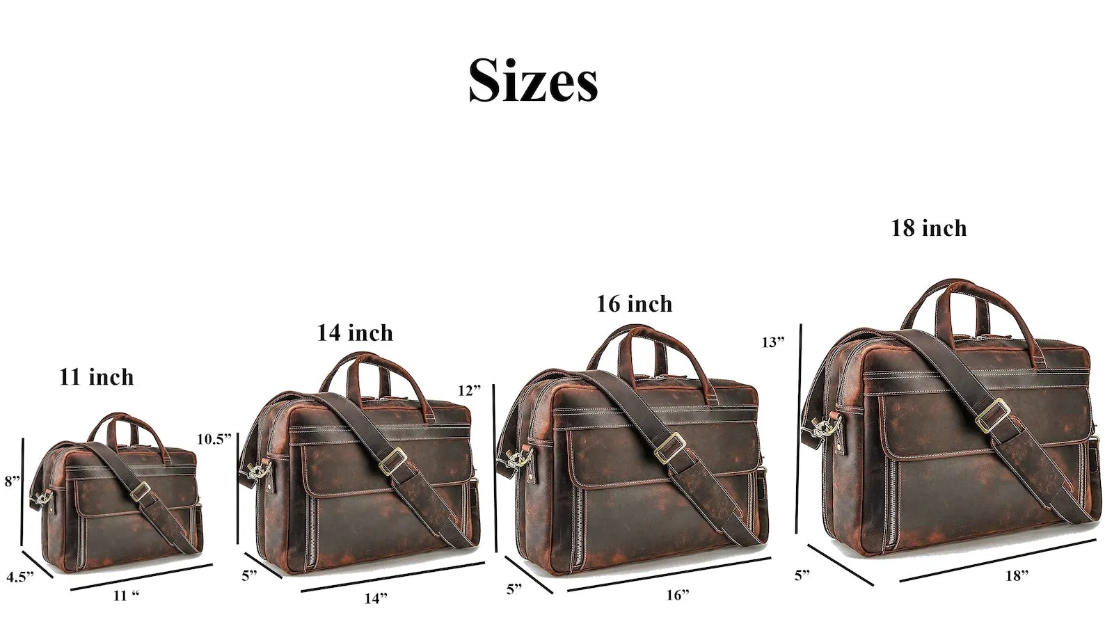 Distressed Cowhide Leather Briefcase Office Bag