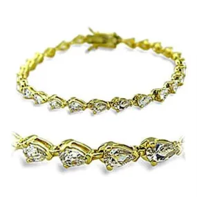 Gold Brass Bracelet with AAA Grade CZ in Clear for Women Style 415804