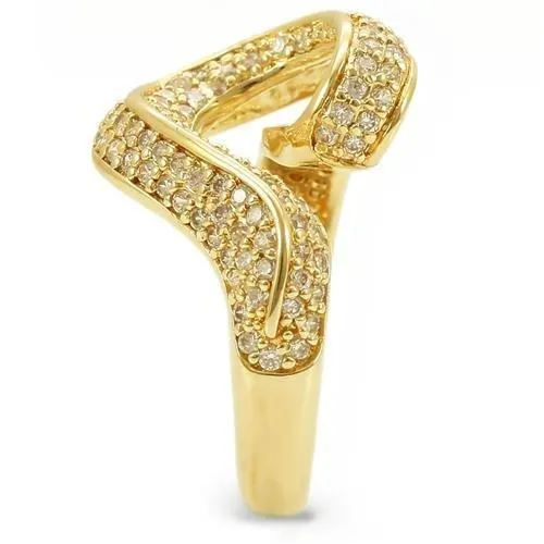 Gold Brass Ring with AAA Grade CZ in Clear for Women Style 0W317