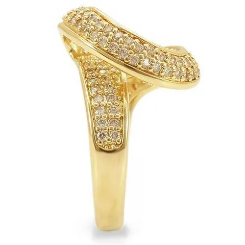 Gold Brass Ring with AAA Grade CZ in Clear for Women Style 0W317