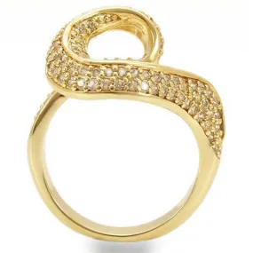 Gold Brass Ring with AAA Grade CZ in Clear for Women Style 0W317