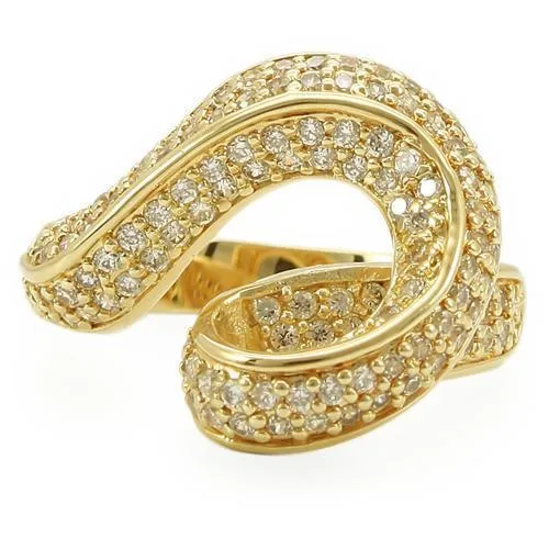 Gold Brass Ring with AAA Grade CZ in Clear for Women Style 0W317