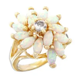 Gold Brass Ring with AAA Grade CZ in Clear for Women Style 55117