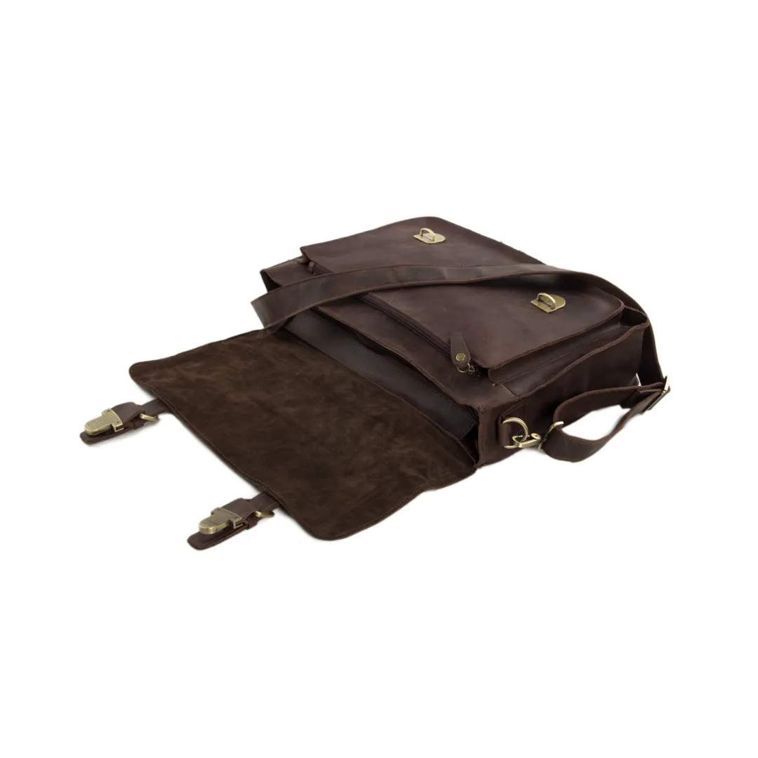 Handmade Vintage Genuine Leather Briefcase Messenger Bag