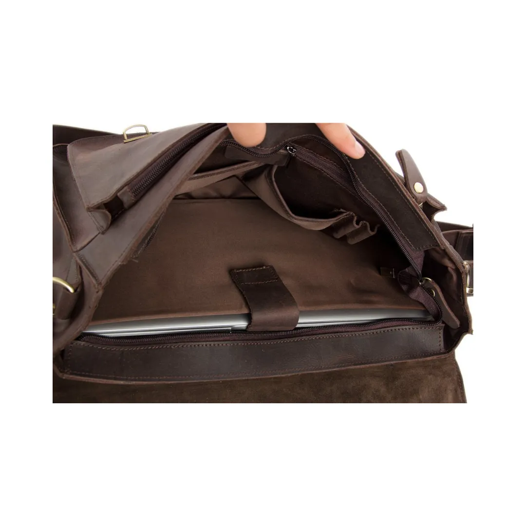 Handmade Vintage Genuine Leather Briefcase Messenger Bag