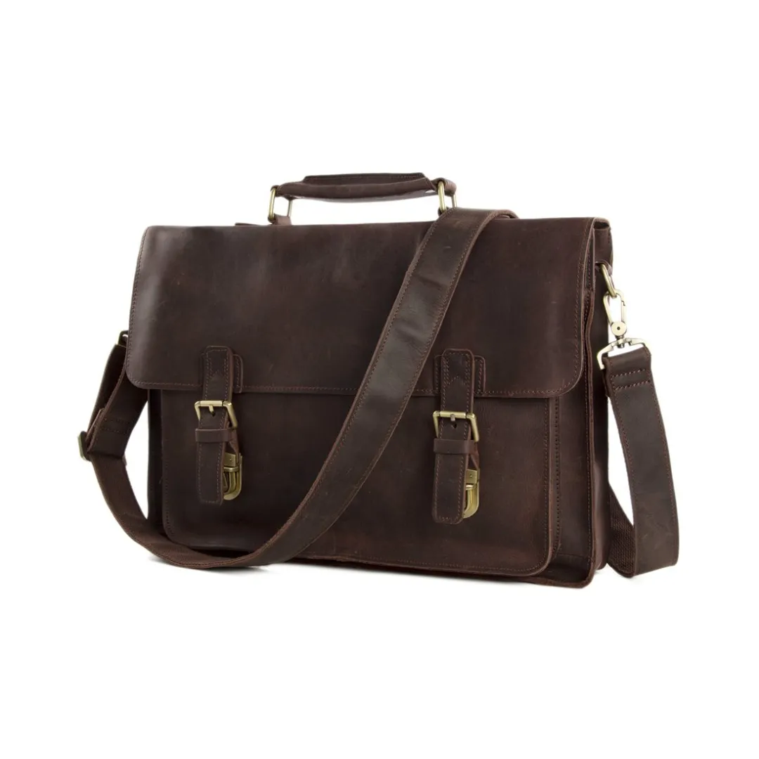 Handmade Vintage Genuine Leather Briefcase Messenger Bag