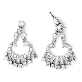 High-Polished 925 Sterling Silver Earrings with AAA Grade CZ in Clear for Women Clear Stone Color Style 6X267