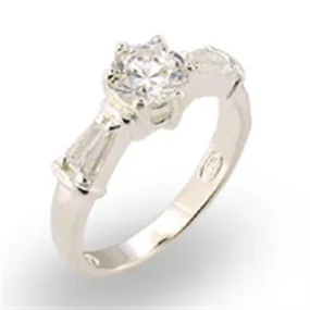 High-Polished 925 Sterling Silver Ring with AAA Grade CZ in Clear for Women Style 30125