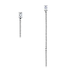 High polished (no plating) Stainless Steel Earrings with AAA Grade CZ in Clear for Women Clear Stone Color Style DA202