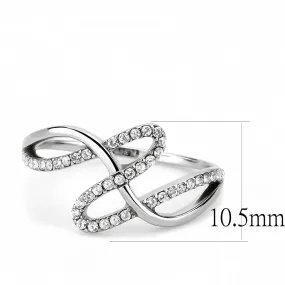 High polished (no plating) Stainless Steel Ring with AAA Grade CZ in Clear for Women Style DA265