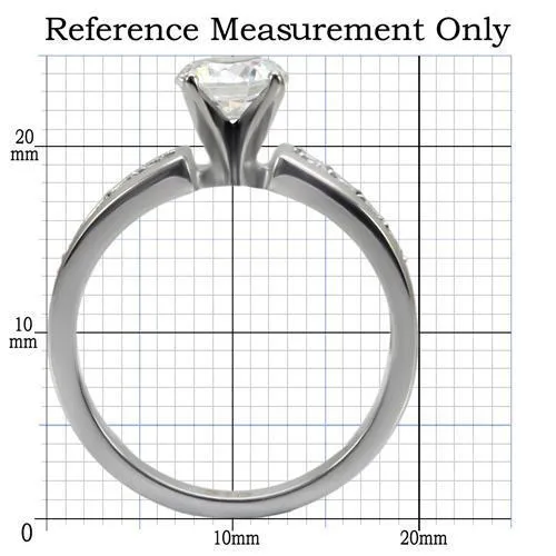 High polished (no plating) Stainless Steel Ring with AAA Grade CZ in Clear for Women Style TK068