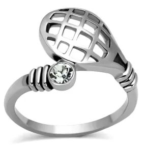 High polished (no plating) Stainless Steel Ring with Top Grade Crystal in Clear for Women Style TK1083