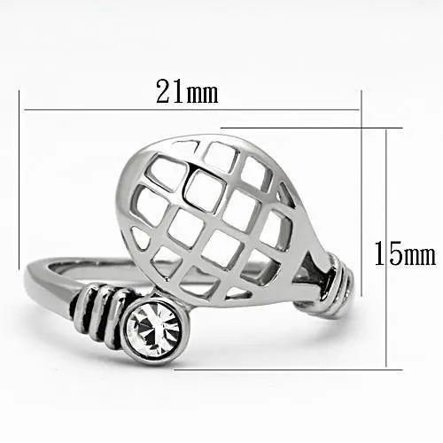 High polished (no plating) Stainless Steel Ring with Top Grade Crystal in Clear for Women Style TK1083