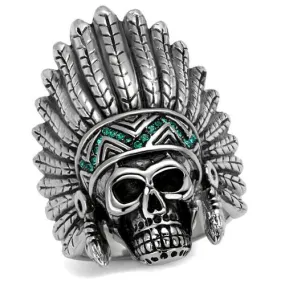 High polished (no plating) Stainless Steel Ring with Top Grade Crystal in Emerald for Women Style TK2245