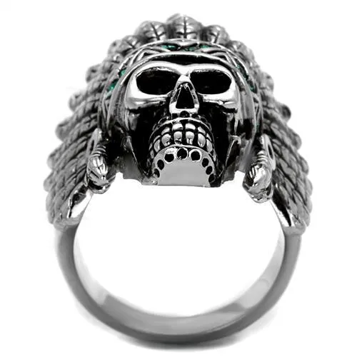 High polished (no plating) Stainless Steel Ring with Top Grade Crystal in Emerald for Women Style TK2245
