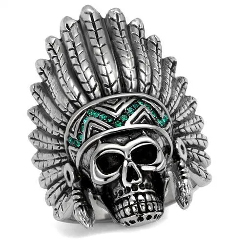 High polished (no plating) Stainless Steel Ring with Top Grade Crystal in Emerald for Women Style TK2245