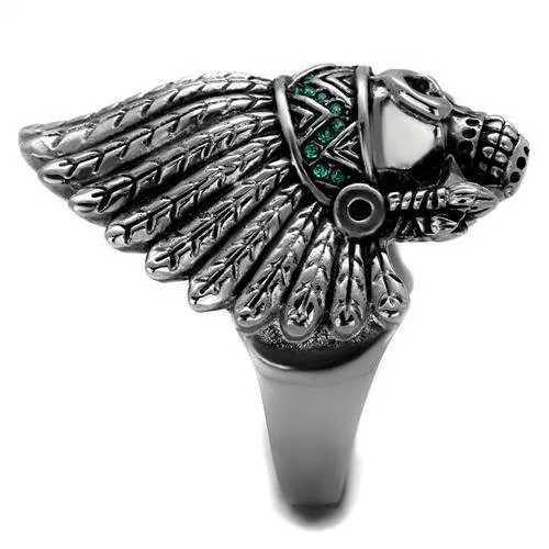 High polished (no plating) Stainless Steel Ring with Top Grade Crystal in Emerald for Women Style TK2245