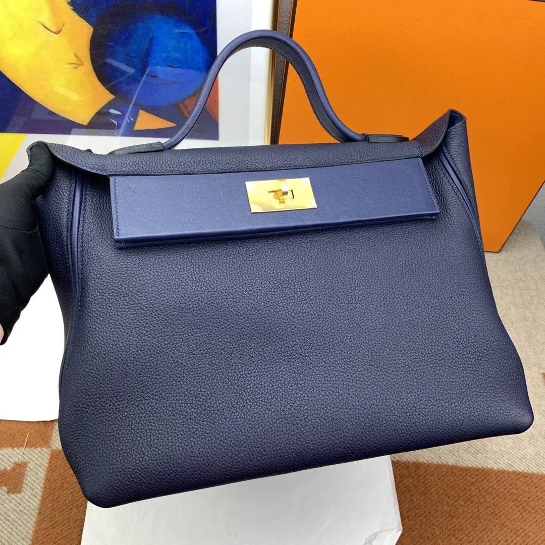 HM 24/24 Evercolor Swift Navy Blue For Women, Handbags, Shoulder Bag 11.4in/29cm