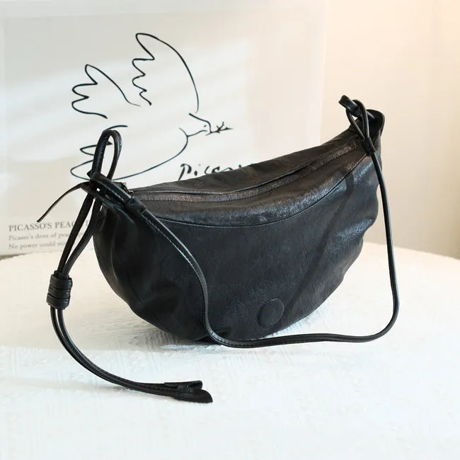 Hobo Women Soft Leather Shoulder Bag Black Crossbody Purses For Women