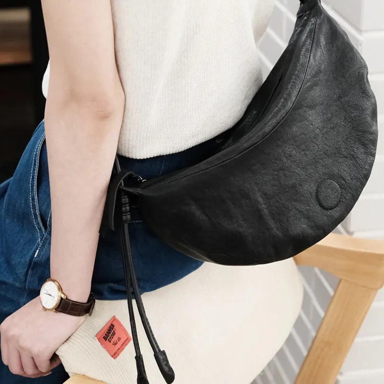 Hobo Women Soft Leather Shoulder Bag Black Crossbody Purses For Women