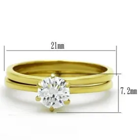 IP Gold(Ion Plating) Stainless Steel Ring with AAA Grade CZ in Clear for Women Style TK1439