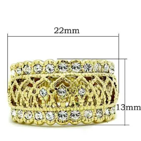 IP Gold(Ion Plating) Stainless Steel Ring with Top Grade Crystal in Clear for Women Style TK1393