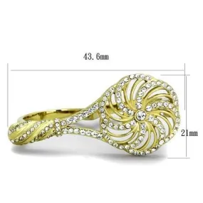 IP Gold(Ion Plating) Stainless Steel Ring with Top Grade Crystal in Clear for Women Style TK2107
