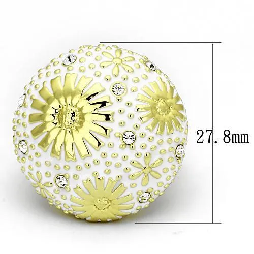 IP Gold(Ion Plating) Stainless Steel Ring with Top Grade Crystal in Clear for Women Style TK875