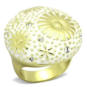 IP Gold(Ion Plating) Stainless Steel Ring with Top Grade Crystal in Clear for Women Style TK875