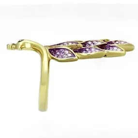 IP Gold(Ion Plating) Stainless Steel Ring with Top Grade Crystal in Multi Color for Women Style TK1101