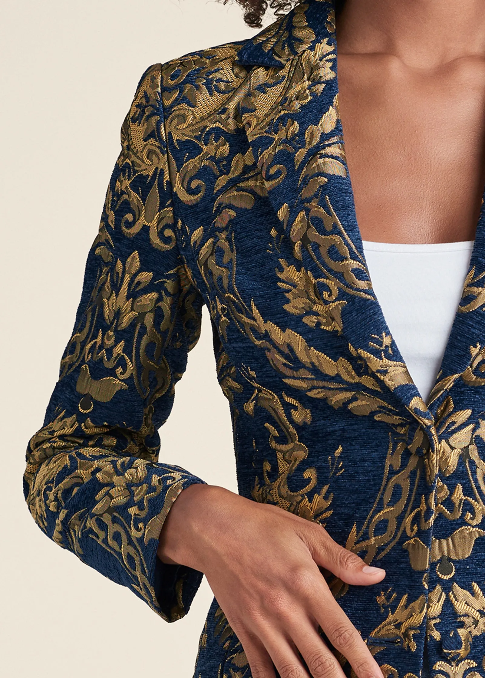 Jacquard Paisley Blazer - Blue Multi