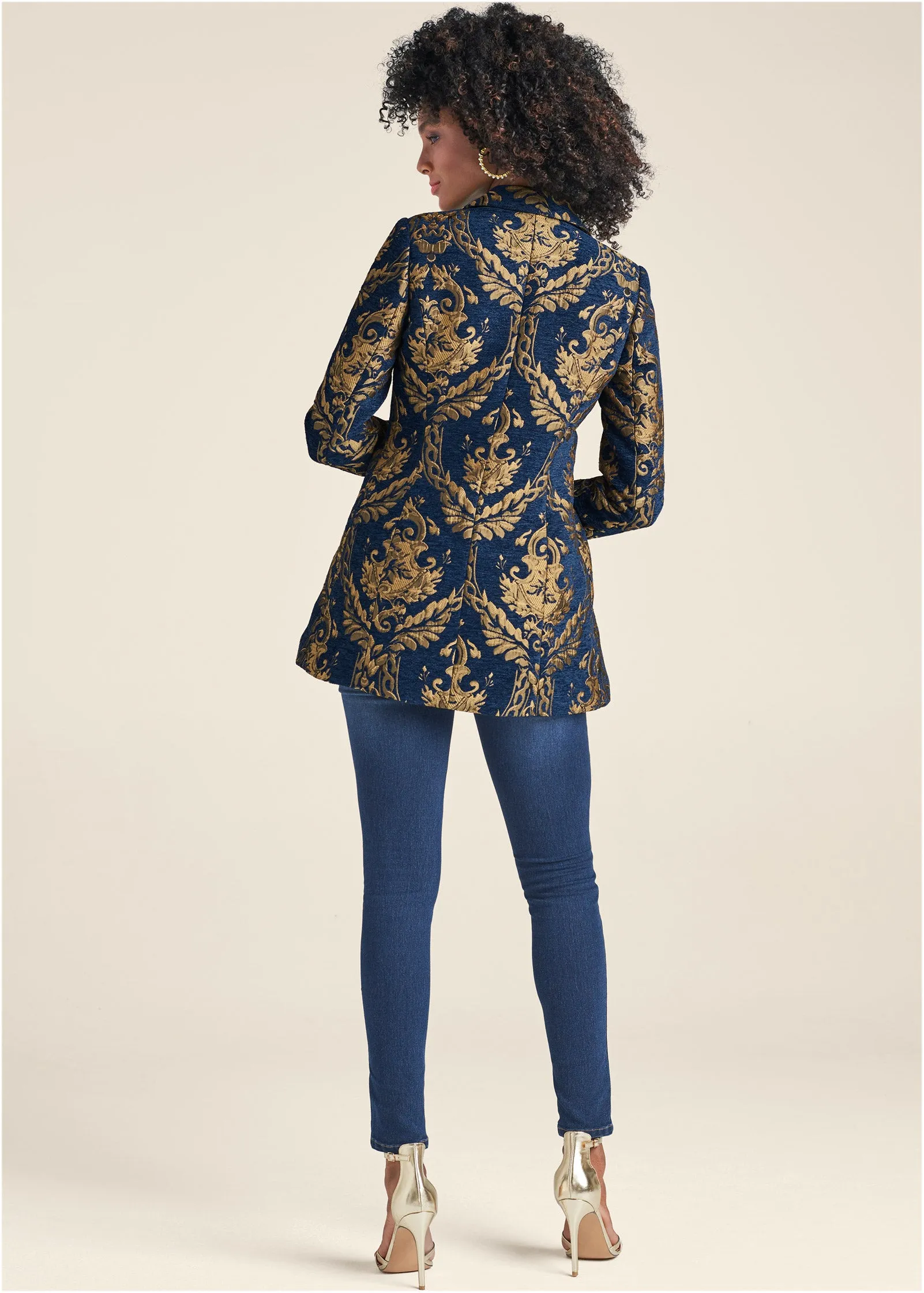 Jacquard Paisley Blazer - Blue Multi
