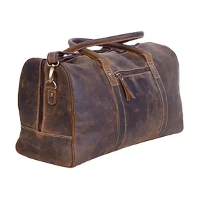 KomalC Leather Travel Duffle Bag Full Grain Leather Overnight