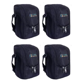 Kuber Industries Lunch Box|Canvas Leak Proof 3 Stainless Steel Insulated Containers Lunch Bag|Adjustable Straps Tiffin Box with Zipper Closure (Black) (Pack of 4)