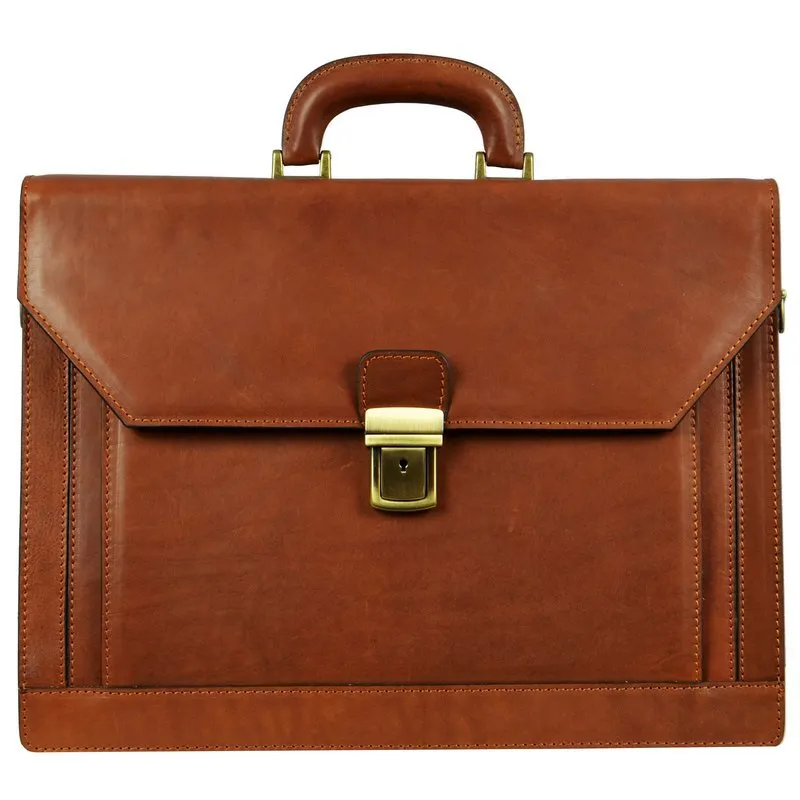 Large Full Grain Italian Leather Briefcase - Invisible Man
